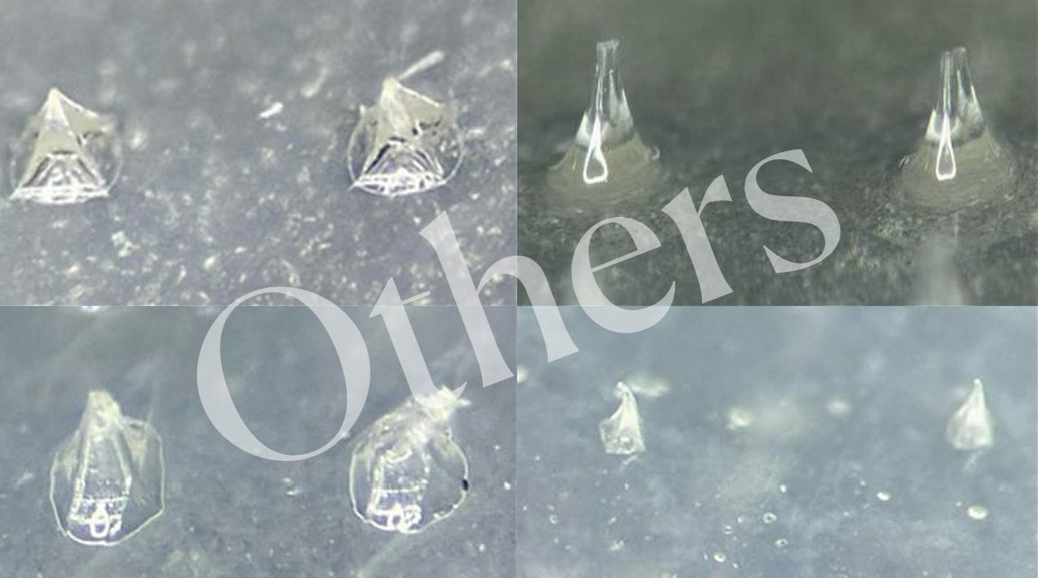 Conventional microdart structure - blurred and uneven