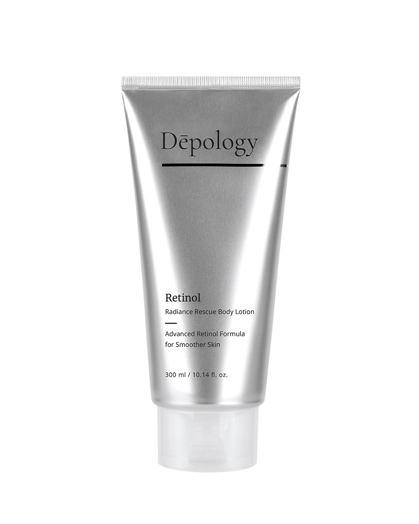 Depology Retinol Radiance Rescue Body Lotion tube on a white background