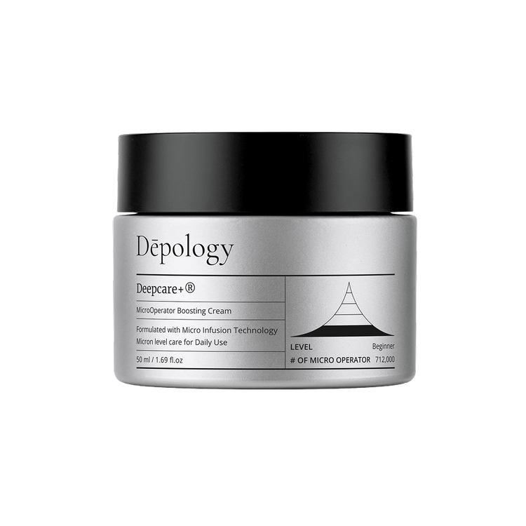 Depology Deepcare+ cream jar on a white background